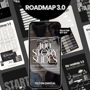 Roadmap 3.0: 100 Instagram Story Slides - Canva Templates (MRR + PLR)