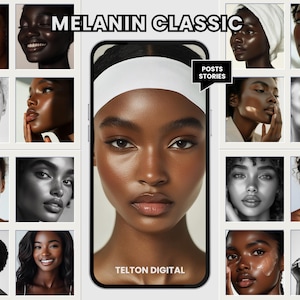 Melanin Classic Aesthetic Lifestyle Social Media Stock Images | DFY Post and Matching Stories | Digital Social Media Kit | MRR + PLR Photos