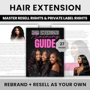 Hair Extension Training eBook | Hair Extension Techniques | Salon Skills & Beauty Business | Master Resell Rights + Private Label Rights