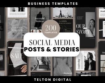 200 Business Social Media Designed | DONE-FOR-YOU Templates | Social Media Engagement | Master Resell Rights + Private Label Rights