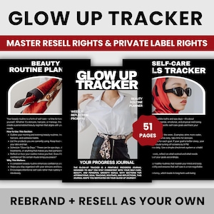 Glow Up Tracker Guide: Self-Care Planner & Digital Wellness Journal | Glow Up Collection | Master Resell Rights + Private Label Rights