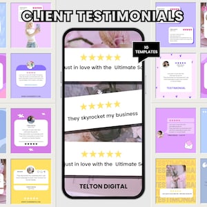 Bunte Testimonials Social Media Post Vorlagen | Designvorlagen | DFY Instagram Bundle | Master Wiederverkaufsrechte + Handelsmarkenrechte