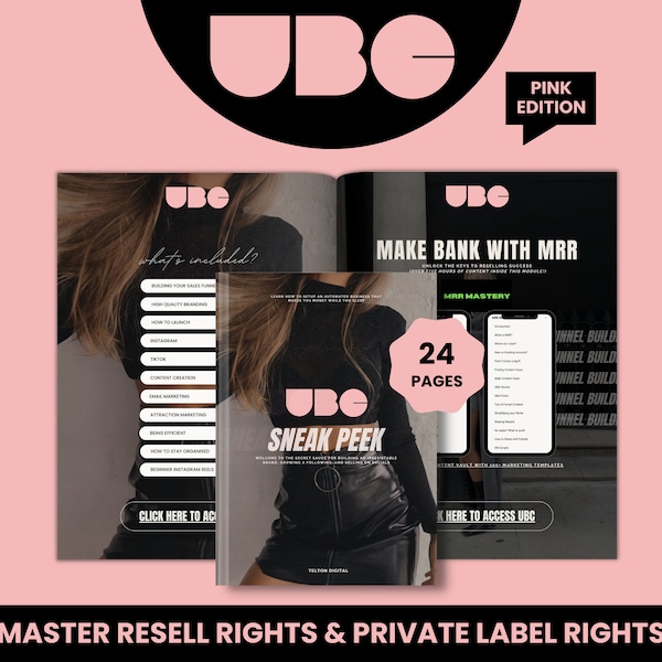 UBC Sneak Peek Lead Magnet | Pink Edition | Done-For-You | Ultimate Branding Course | eBook | Master Resell Rights + Private Label Rights