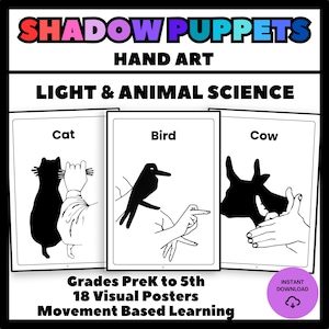 Animal Hand Shadow Puppet Posters | Drama play Play | Light Science (PDF)