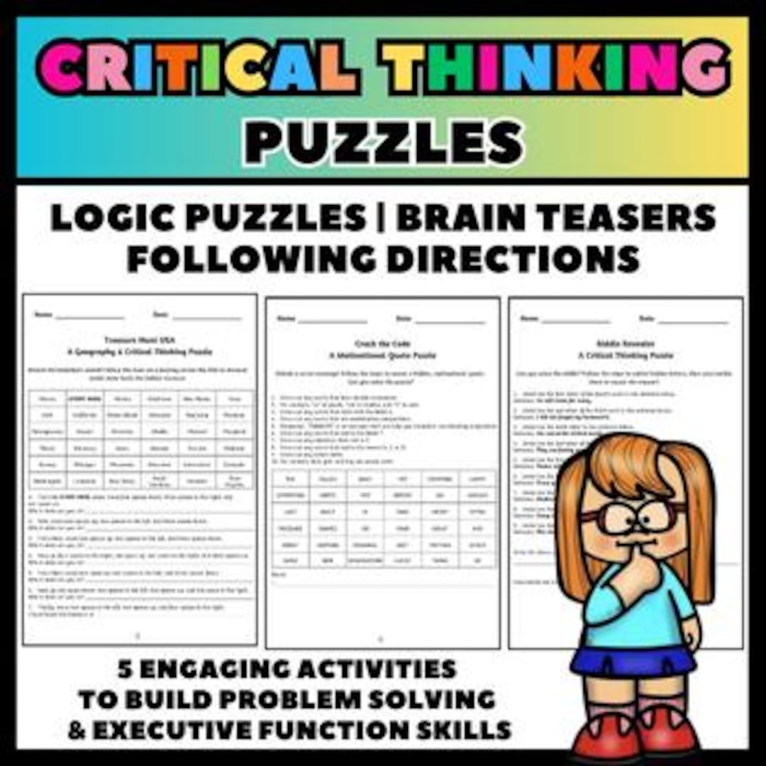 Critical Thinking Puzzle Pack | Brain Teaser Activities | Problem ...