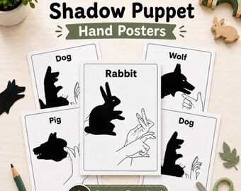 Animal Hand Shadow Puppet Posters Printable Light Science Activity