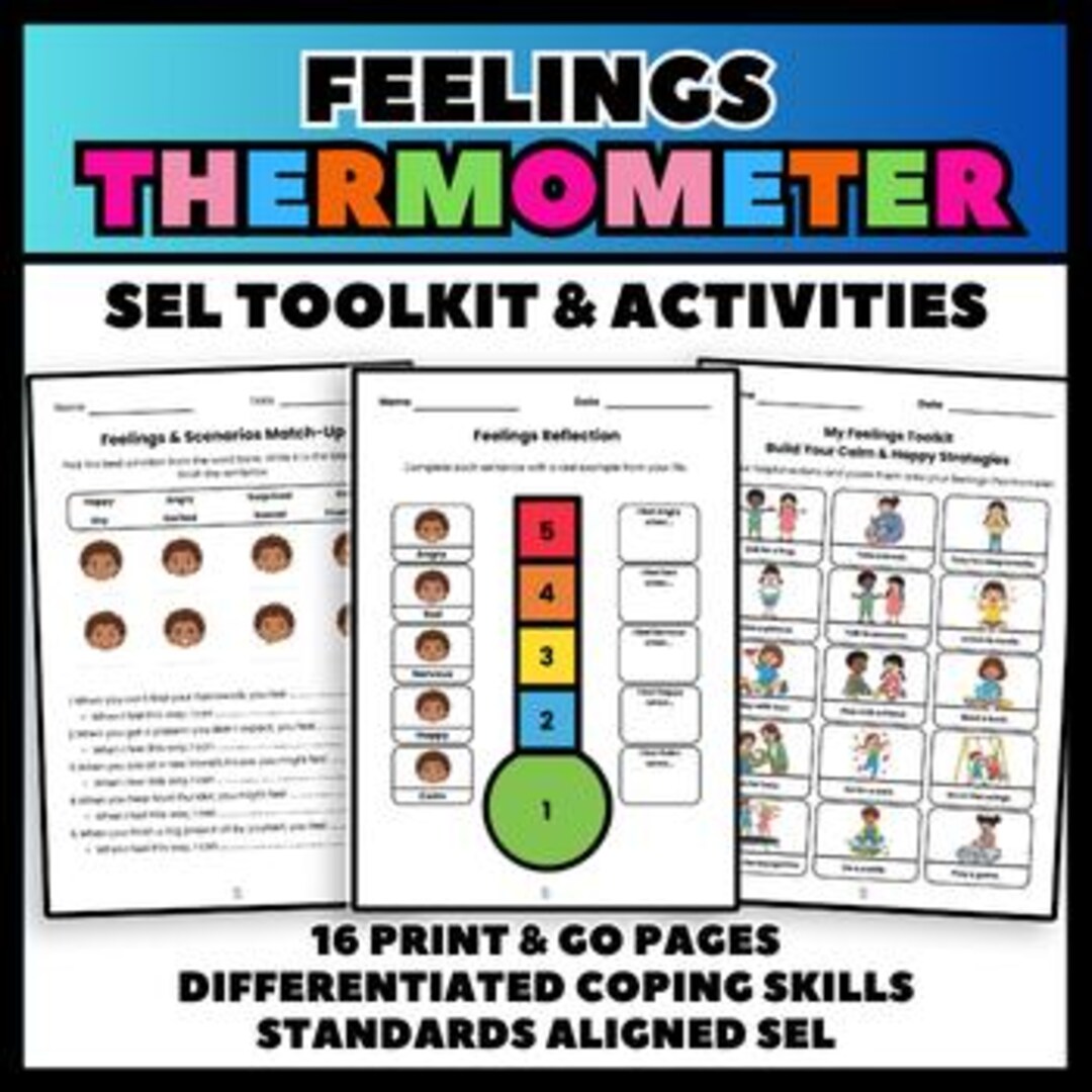 Feelings Thermometer SEL Toolkit | Emotional Regulation Worksheets ...