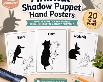 Poster stampabili con ombreggiature di animali e attività di scienza della luce