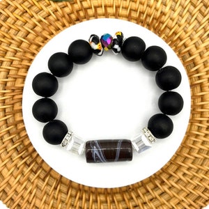 Krobo Glass Bead Bracelet, African Beads Bracelet, Ghana beads bracelet, black bracelet, boho beads, gifts for her, Gifts under 35