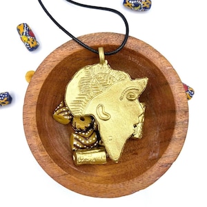 Mama Africa Map Brass Pendant Necklace, African Necklace, African Jewelry.