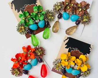 Statement Flower Earrings: Elegant Chic Wedding Jewelry