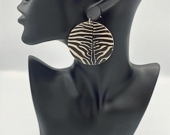Handmade Zebra Wood Dangle Earrings: African Inspired