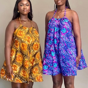African Print Halter Neck Playsuit| Jumpsuit | African Halter Neck Midi Jumpsuit/Playsuit| Summer Dress| African Dress| Ankara One Size S-XL