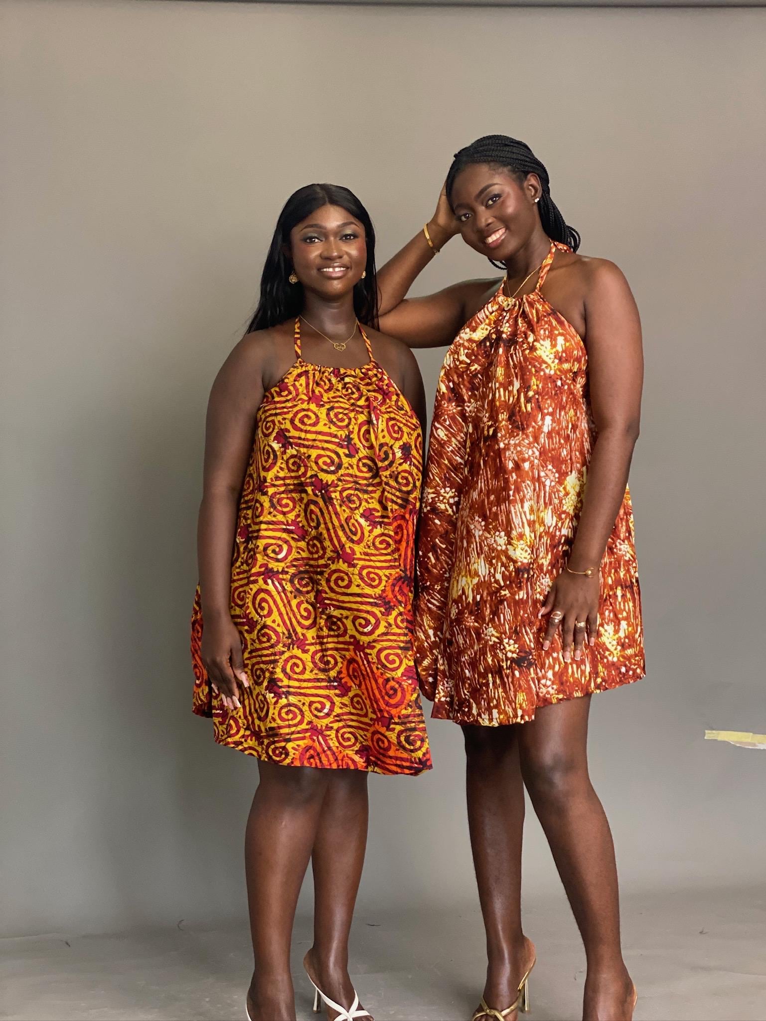 African Print Halter Neck Midi Dress: Ankara Summer Dress (S-XL)