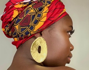 Abstract African Dangle Earrings: Gold Statement Jewelry