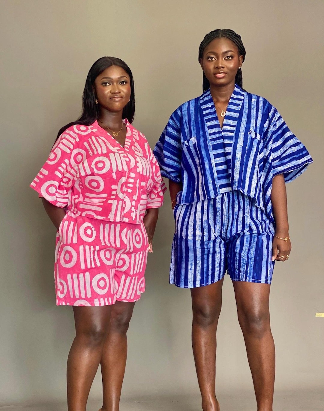 African Tie Dye Crop Top and Shorts Set: Oversized Adire Co-ord - Etsy