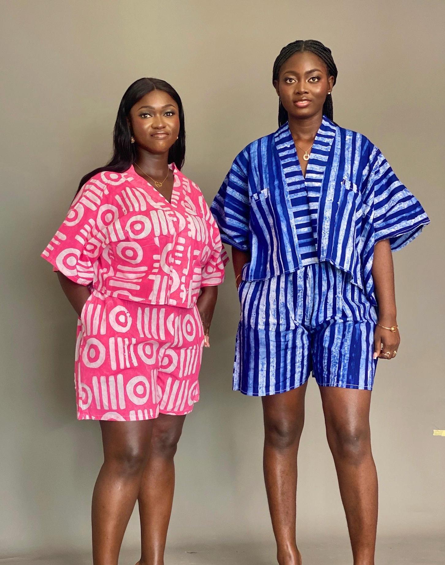 African Tie Dye Crop Top and Shorts Set: Oversized Adire Co-ord - Etsy
