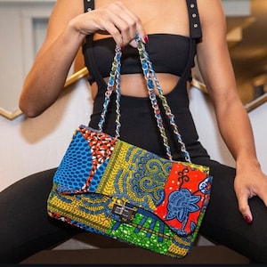 Bolso de hombro hecho a mano con estampado africano Adjo Ankara, bolso cruzado, bolso de mano, regalo para ella, bolsos de estilo boho, bolsos coloridos