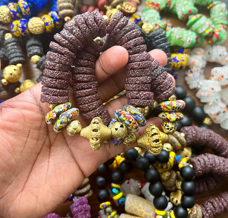 Blau Medley Ashanti Glas Untertasse Perlen 14 Mm Ghana Afrikanisch