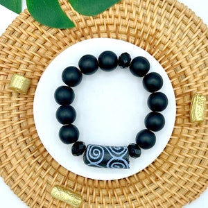 Krobo Glass Bead Bracelet, African Beads Bracelet, Ghana beads bracelet, black bracelet, boho beads, gifts for her, Gifts under 35