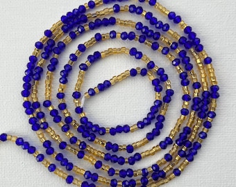 Blaue Ghana Taillenperle: Kette zum Binden, Perlenschmuck