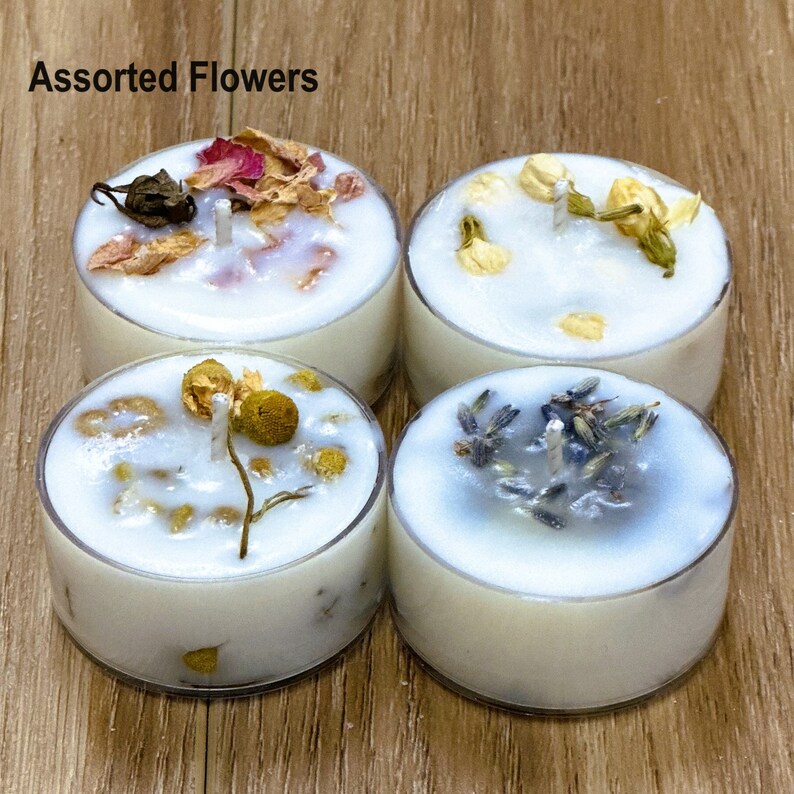 Botanical Soy Tea Light, Love Spell, Dry Flowers, Soy Wax Tea Light Candles, Aromatherapy