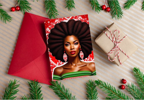 Afrocentric Christmas Greetings - Beyoncé Holiday Cards - Vibrant Kente Christmas Cards - Melanin Magic Greetings -HipHop Inspired Holiday