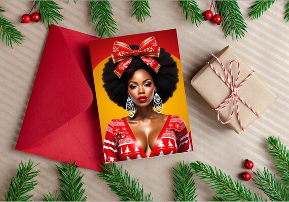 Afrocentric Christmas Greetings - Beyoncé Holiday Cards - Vibrant Kente Christmas Cards - Melanin Magic Greetings -HipHop Inspired Holiday