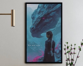 Fourth Wing Art Print, Violet and Tairn Dragon, Fantasy Poster (Digital Download)