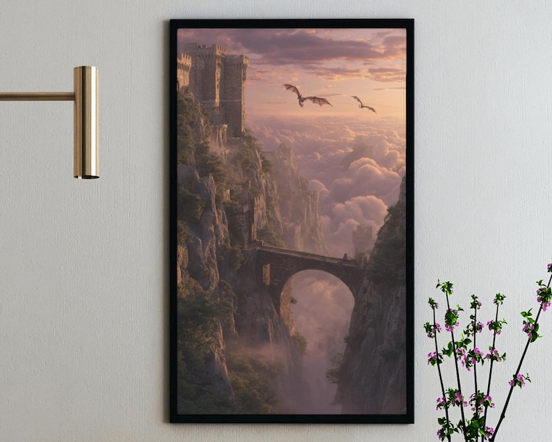 Fourth Wing Art Print, Basgiath Academy, Dragon Poster (Digital Download) image 1