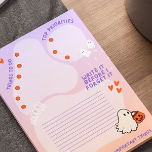 Ghost Notepad Halloween Stationery Ghoul Memo Pad Spooky Note Pad Cute Haunted Mini Creepy Ghostly Gift Boo Writing Pad Candy Corn Gift Idea
