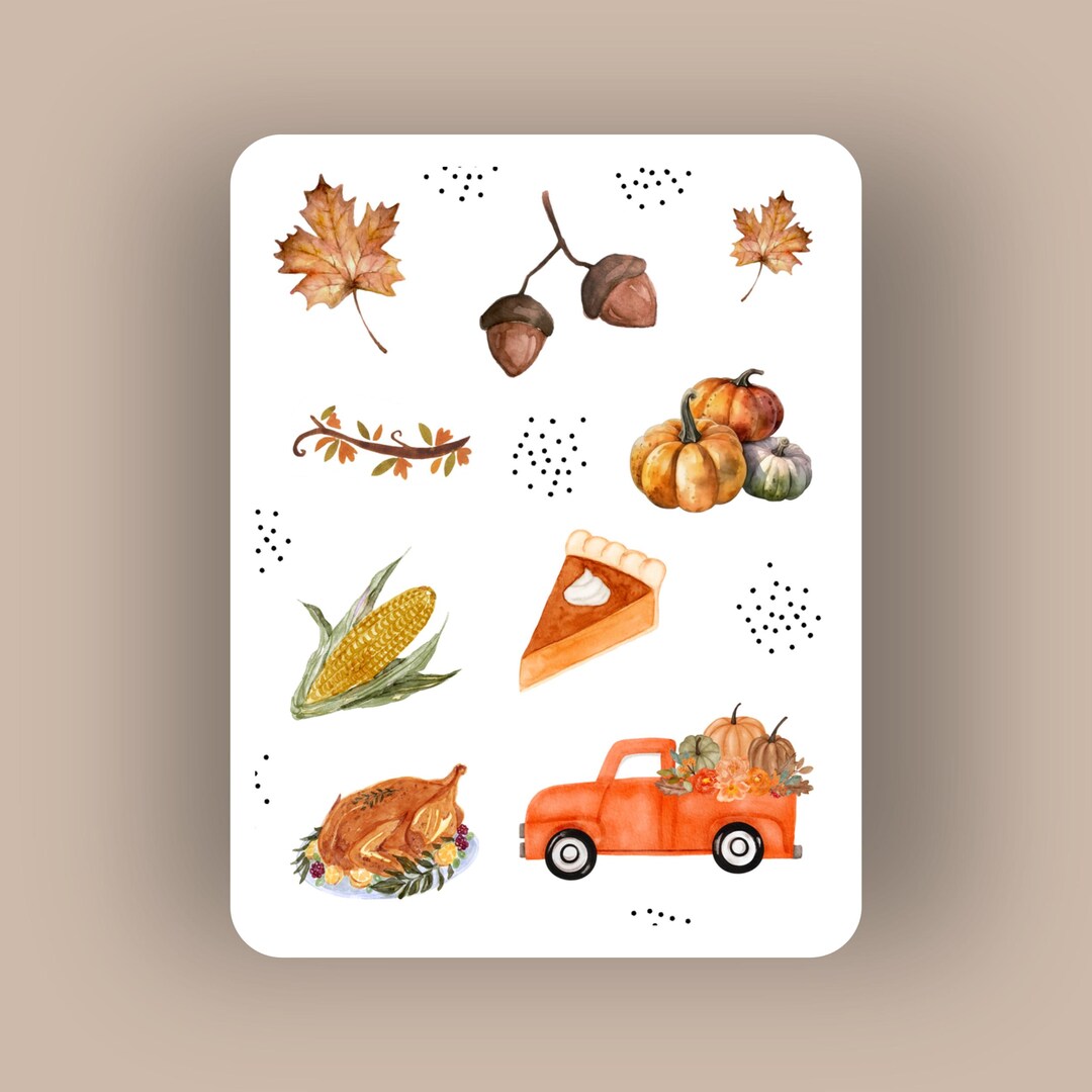Thanksgiving Sticker Sheet for Planning Cute Autumn Season Stickers ...