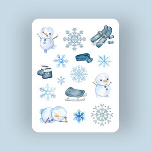 Winter Sticker Sheets for Bullet Journaling Snowman Mini Sticker Kit for December Snowflakes for Planning Winter Stickers for Scrapbooking