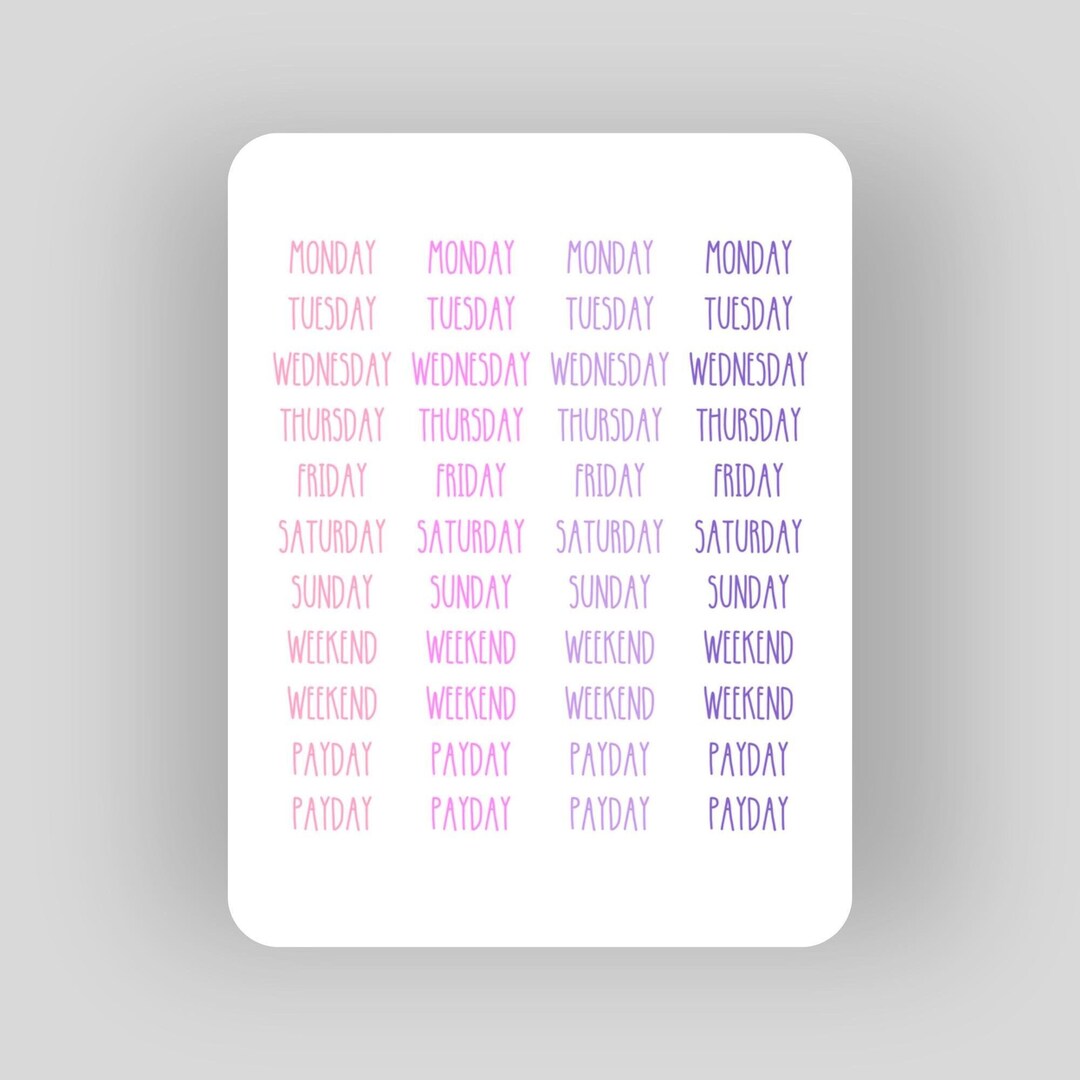 Weekly Planner Header Sticker Kit Pink and Purple Headers for Planning ...