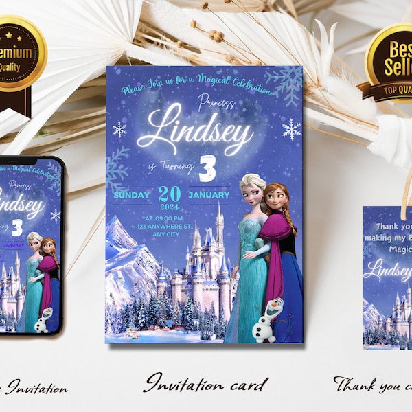 Editable Frozen Birthday Invitation Template | Princess Elsa | Birthday Party | Girl Birthday Invitation | Print and/or Electronic Invite