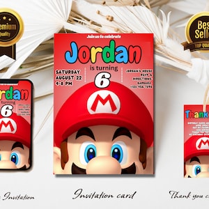 Editable Super Mario Invitation Template | Cute Mario theme Birthday Party | Kids Birthday Invitation | Print and/or Electronic Invite