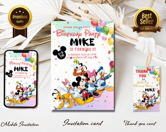 Editable Disney Clubhouse Invitation Template | Mickey mouse Birthday Party | Kids Birthday Invitation | Print and/or Electronic Invite O1