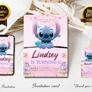 Editable Stitch Birthday Invitation Template | Cute Stitch Boy and Girl Birthday | Kids Birthday Invitation | Print and/or Electronic Invite
