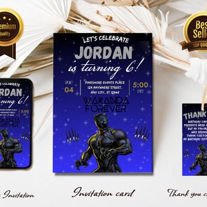 Editable Black Panther Superhero Invitation Template | Wakanda Forever | Kids Birthday Invitation | Print and/or Electronic Invite