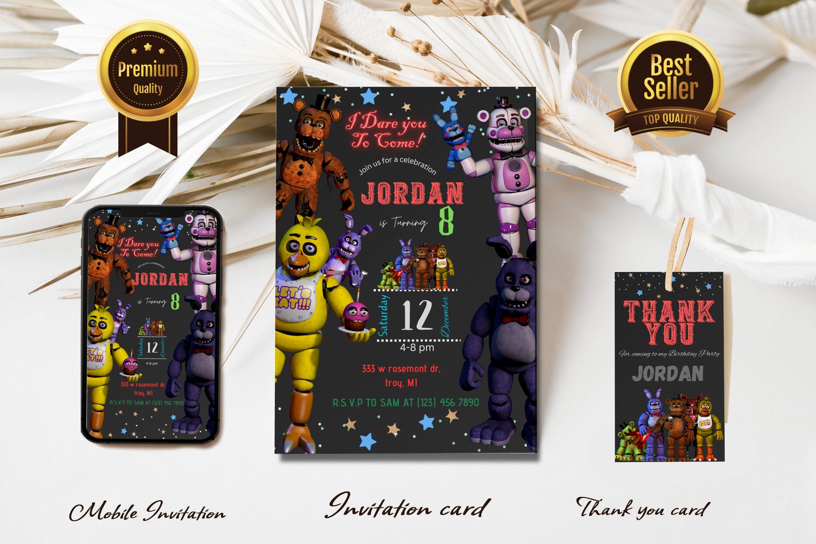 5 Nights at Freddy's Birthday Invitation | Fazbear | Birthday Party ...