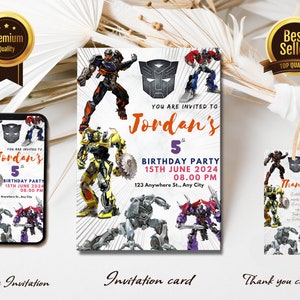 Editable Transformers Invitation Template | Calling all the Auto bots | Optimus Prime| Kids Birthday Invitation| Print and Electronic Invite