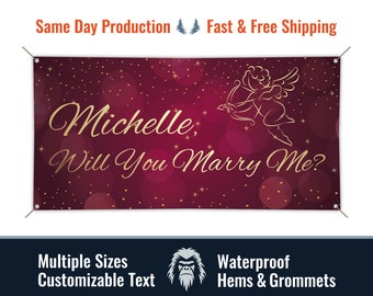 Will You Marry Me Custom Vinyl Banner, Engagement, Party, Heavy Duty, Grommets, Hemmed Edges, Free Shipping