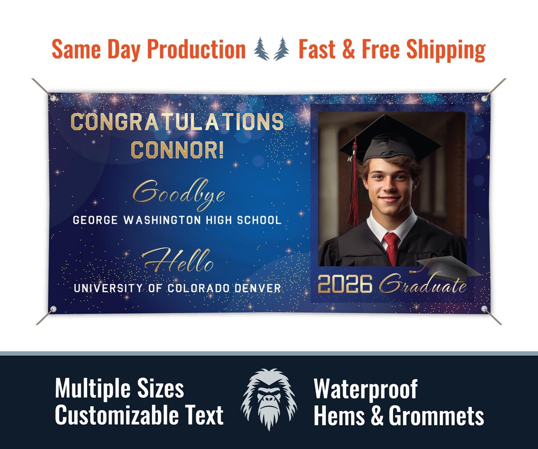 Custom Graduation Photo Vinyl Banner: Waterproof, Hemmed Edges - Etsy