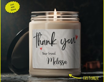 La candela di ringraziamento personalizzata è un'ottima idea regalo per la famiglia degli amici Candela di ringraziamento personalizzata Candela di ringraziamento degli amici Regalo unico per lei