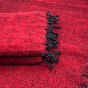 Red Yak wool blanket soft oversized shawl/Throw Meditation Wrap handmade Nepal