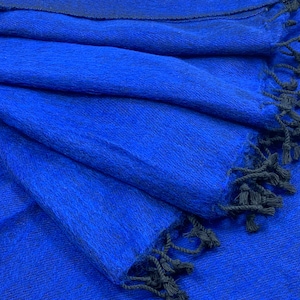 Yak wool Royal Blue blanket soft oversized shawl/Throw Meditation Wrap handmade Nepal