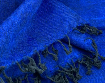 King Size Royal  Blue Large Yak wool blanket 280/152 Centimetres soft oversized shawl/Throw Meditation Wrap handmade Nepal