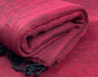 Burgundy Yak wool blanket soft oversized shawl/Throw Meditation Wrap handmade Nepal