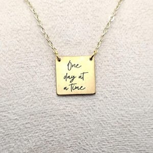 One Day at a Time Pendant - Adjustable Gold-Plated Necklace 16 to 18 inch - Alcoholics Anonymous AA 12 Step Recovery Sobriety Gift