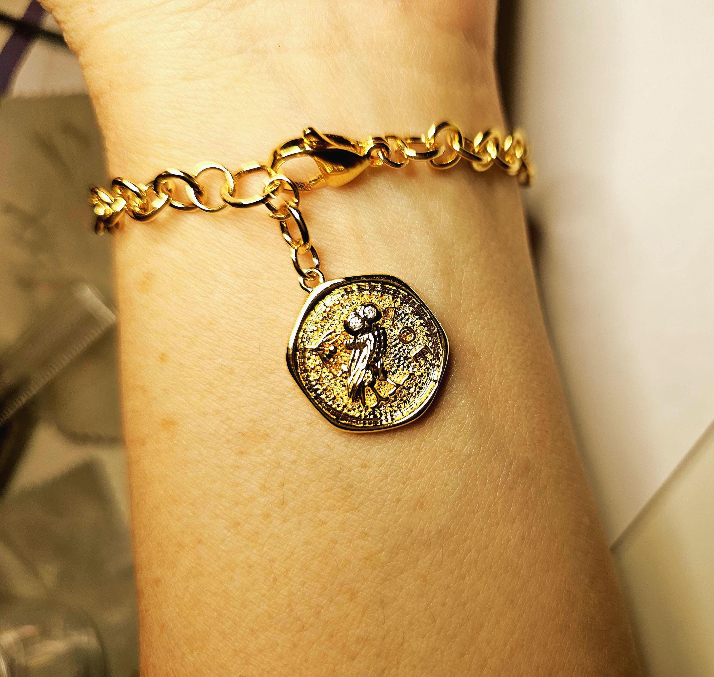Gold Owl Charm Bracelet - Custom Length -